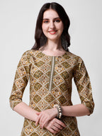 Printed Green Kurta Pant & Dupatta Set, Multicolor - Hiral Fashion | Grocsy