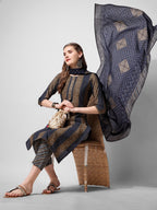 Printed Kurta With Pant And Dupatta Set, Multicolor - Hiral Fashion | Grocsy