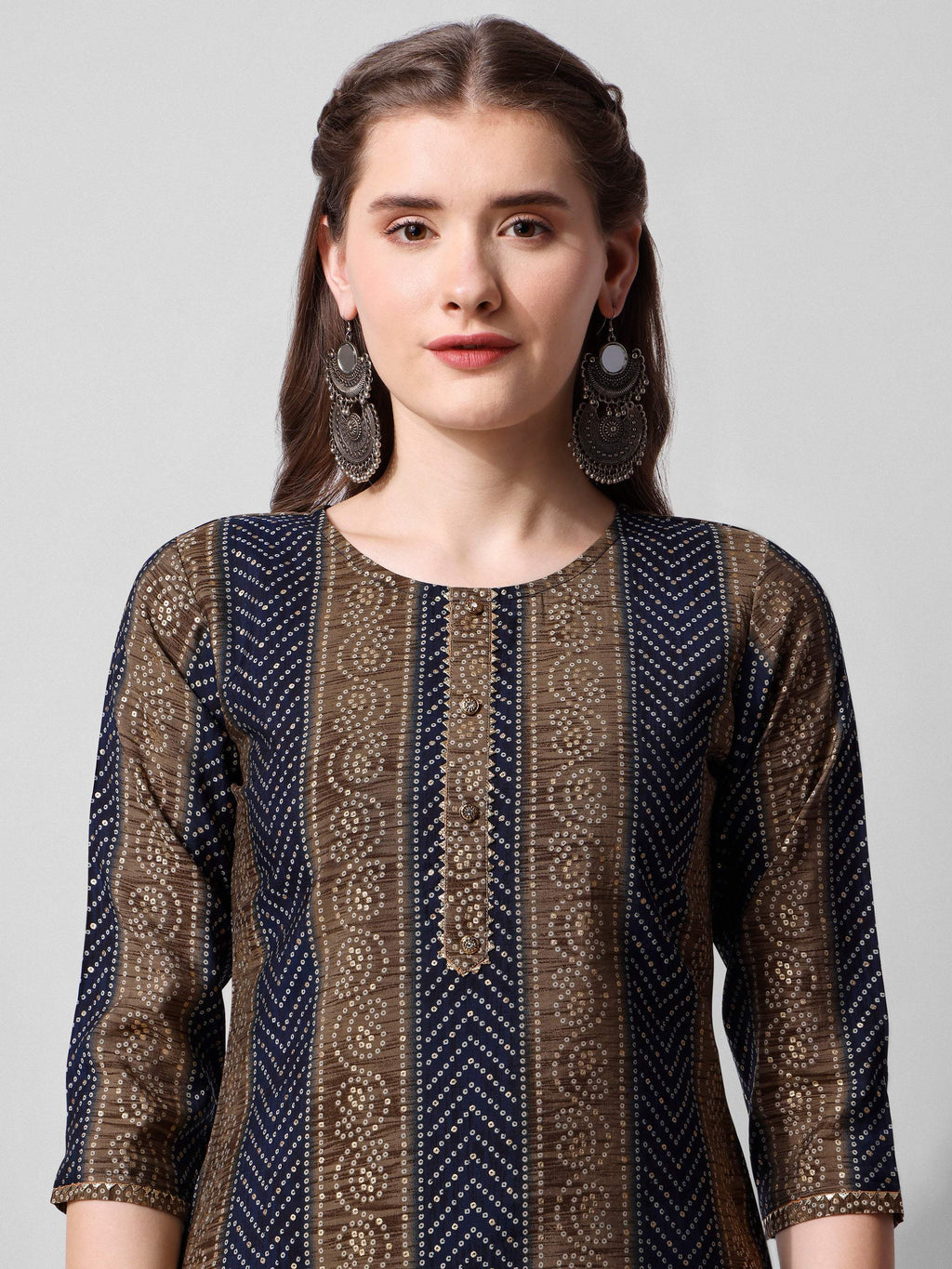 Printed Kurta With Pant And Dupatta Set, Multicolor - Hiral Fashion | Grocsy