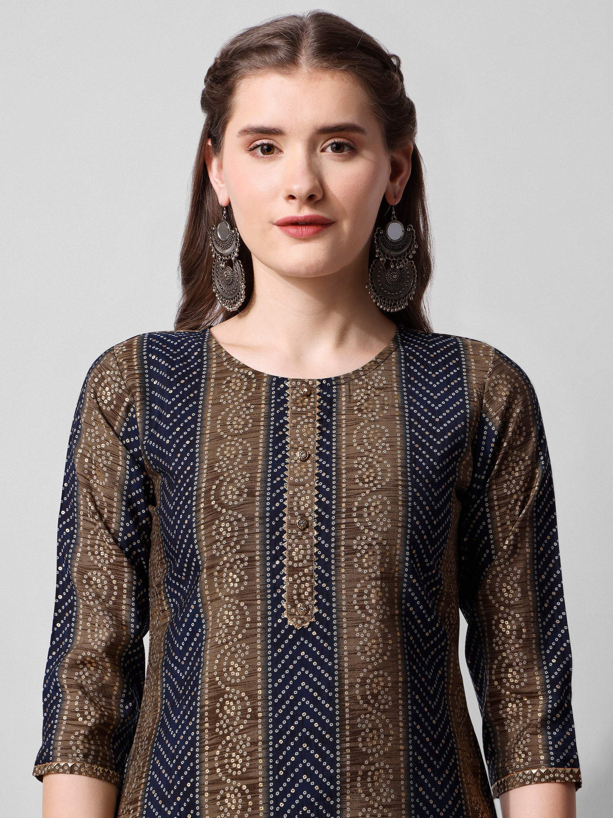 Printed Kurta With Pant And Dupatta Set, Multicolor - Hiral Fashion | Grocsy