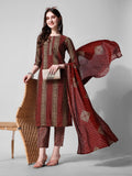 Printed Kurta With Pant And Dupatta Set, Multicolor - Hiral Fashion | Grocsy