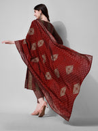 Printed Kurta With Pant And Dupatta Set, Multicolor - Hiral Fashion | Grocsy