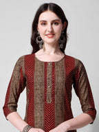 Printed Kurta With Pant And Dupatta Set, Multicolor - Hiral Fashion | Grocsy