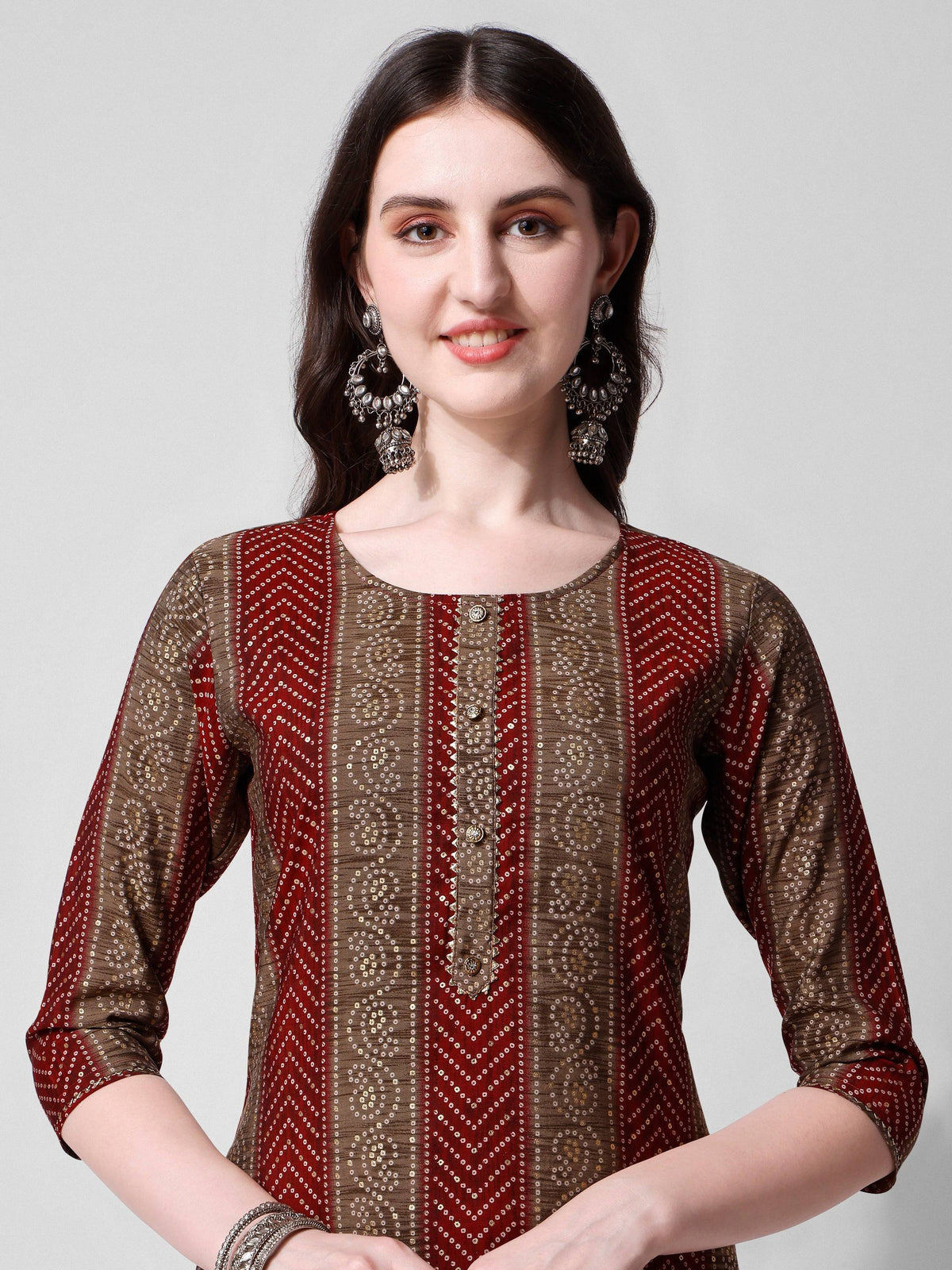 Printed Kurta With Pant And Dupatta Set, Multicolor - Hiral Fashion | Grocsy
