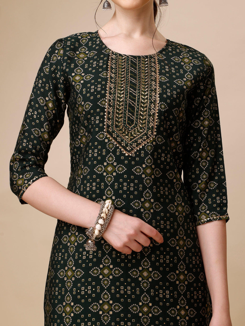 Ethnic Motif & Embroidered Kurta With Pant & Dupatta Set, Multicolor - Hiral Fashion | Grocsy
