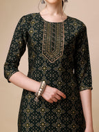 Ethnic Motif & Embroidered Kurta With Pant & Dupatta Set, Multicolor - Hiral Fashion | Grocsy