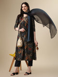 Alia Cut Kurta With Pant And Dupatta, Multicolor - Hiral Fashion | Grocsy