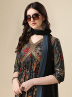 Alia Cut Kurta With Pant And Dupatta, Multicolor - Hiral Fashion | Grocsy