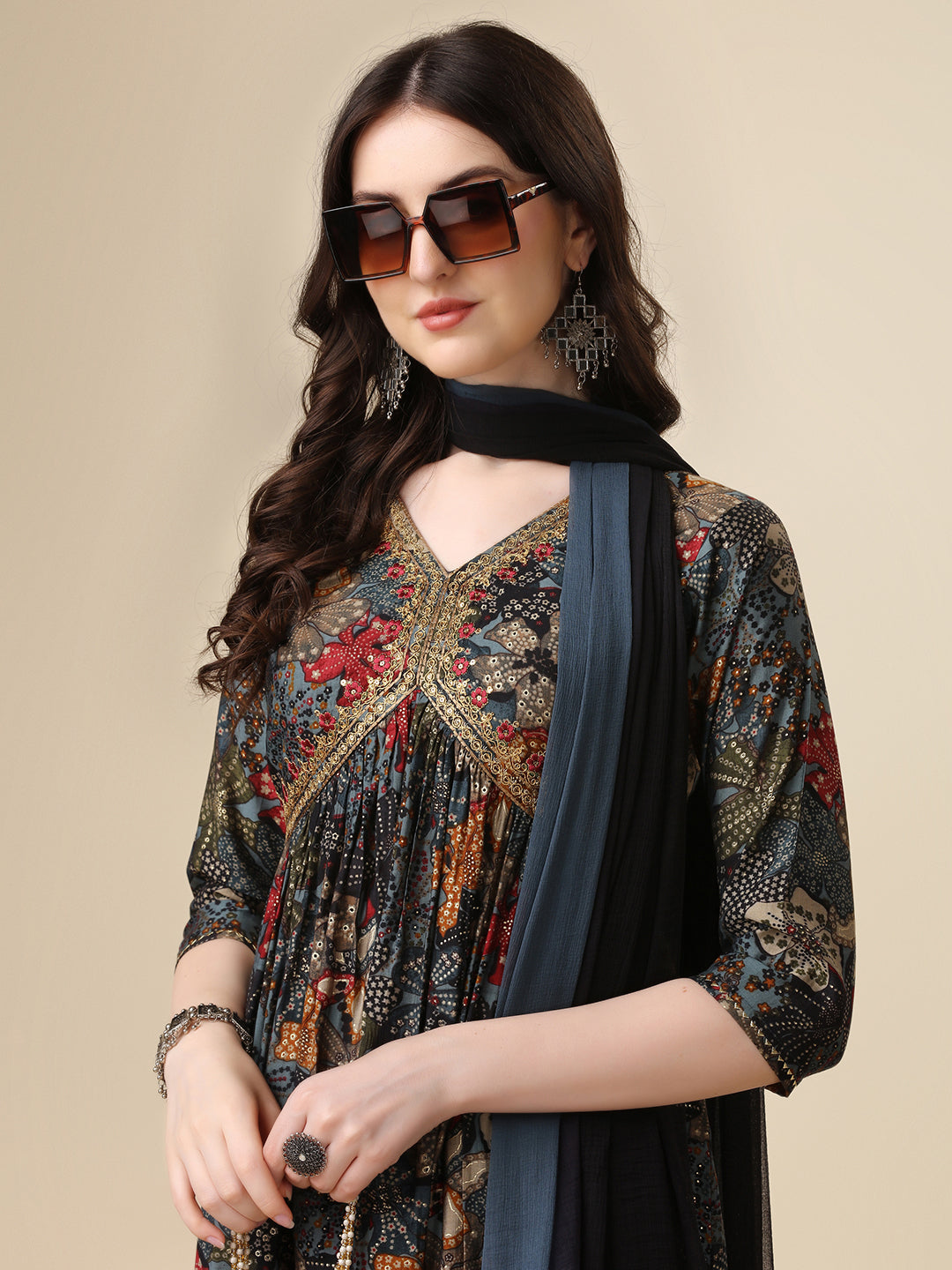 Alia Cut Kurta With Pant And Dupatta, Multicolor - Hiral Fashion | Grocsy