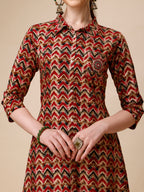Placement Embroidered Chevron Printed Asymmetric Co-Ords, Multicolor - Hiral Fashion | Grocsy
