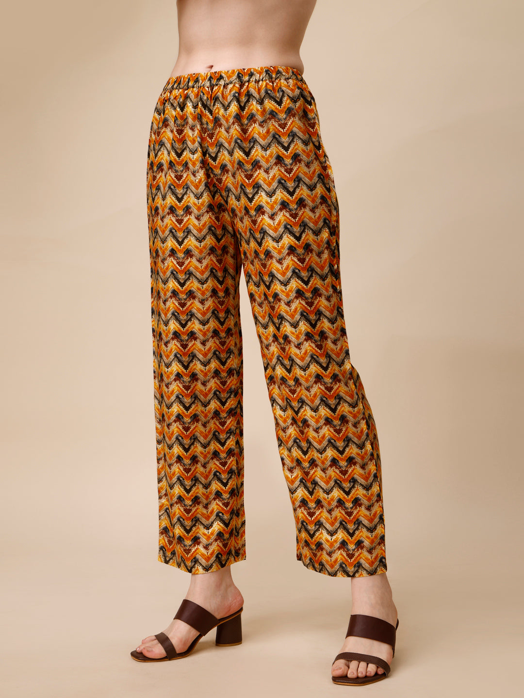 Placement Embroidered Chevron Printed Asymmetric Co-Ords, Multicolor - Hiral Fashion | Grocsy