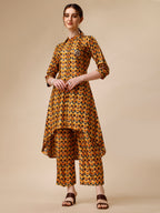 Placement Embroidered Chevron Printed Asymmetric Co-Ords, Multicolor - Hiral Fashion | Grocsy