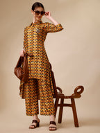Placement Embroidered Chevron Printed Asymmetric Co-Ords, Multicolor - Hiral Fashion | Grocsy
