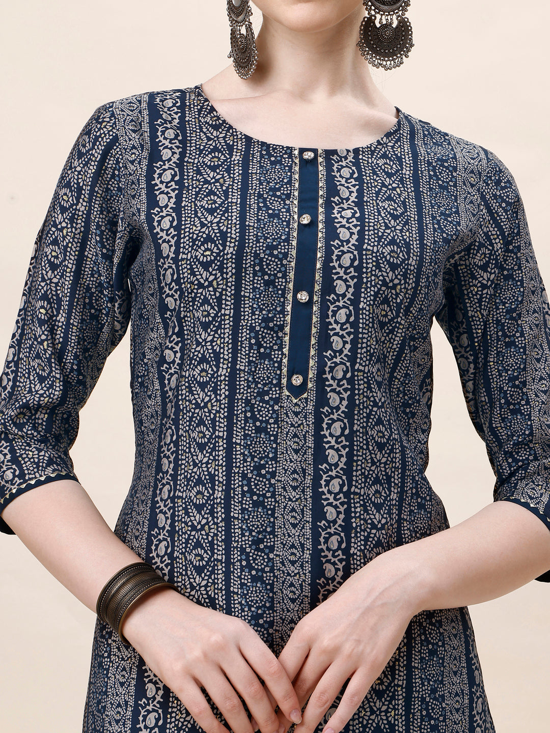 Printed Kurta With Pant And Dupatta Set, Multicolor - Hiral Fashion | Grocsy