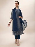 Printed Kurta With Pant And Dupatta Set, Multicolor - Hiral Fashion | Grocsy