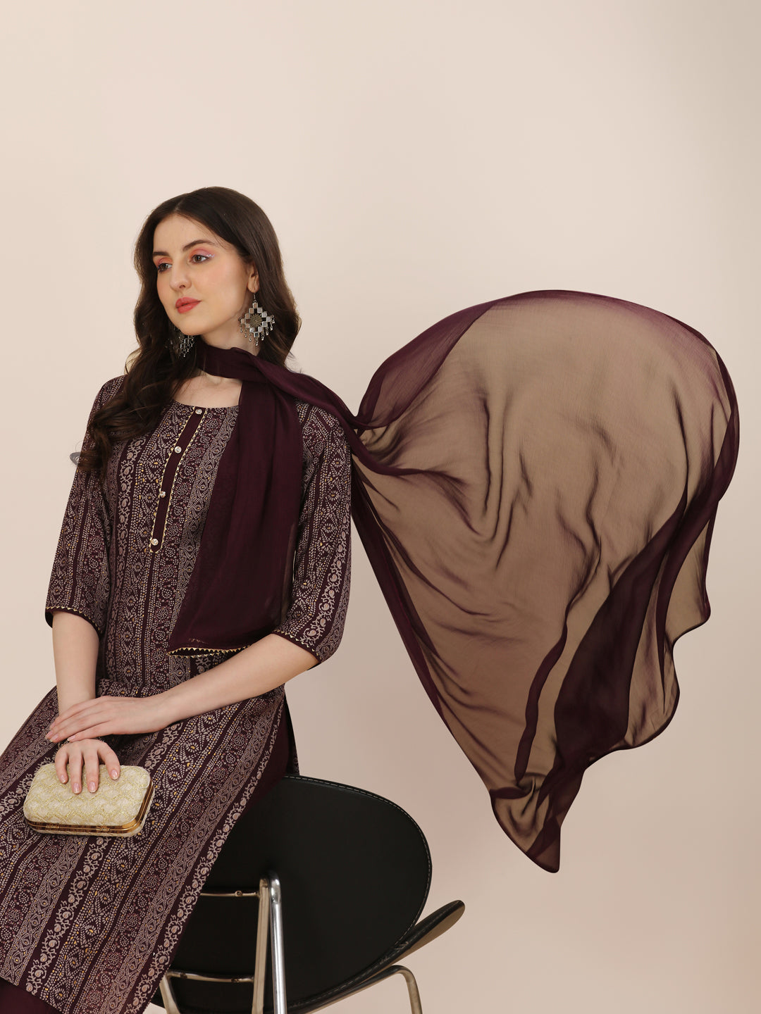Printed Kurta With Pant And Dupatta Set, Multicolor - Hiral Fashion | Grocsy