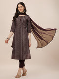 Printed Kurta With Pant And Dupatta Set, Multicolor - Hiral Fashion | Grocsy