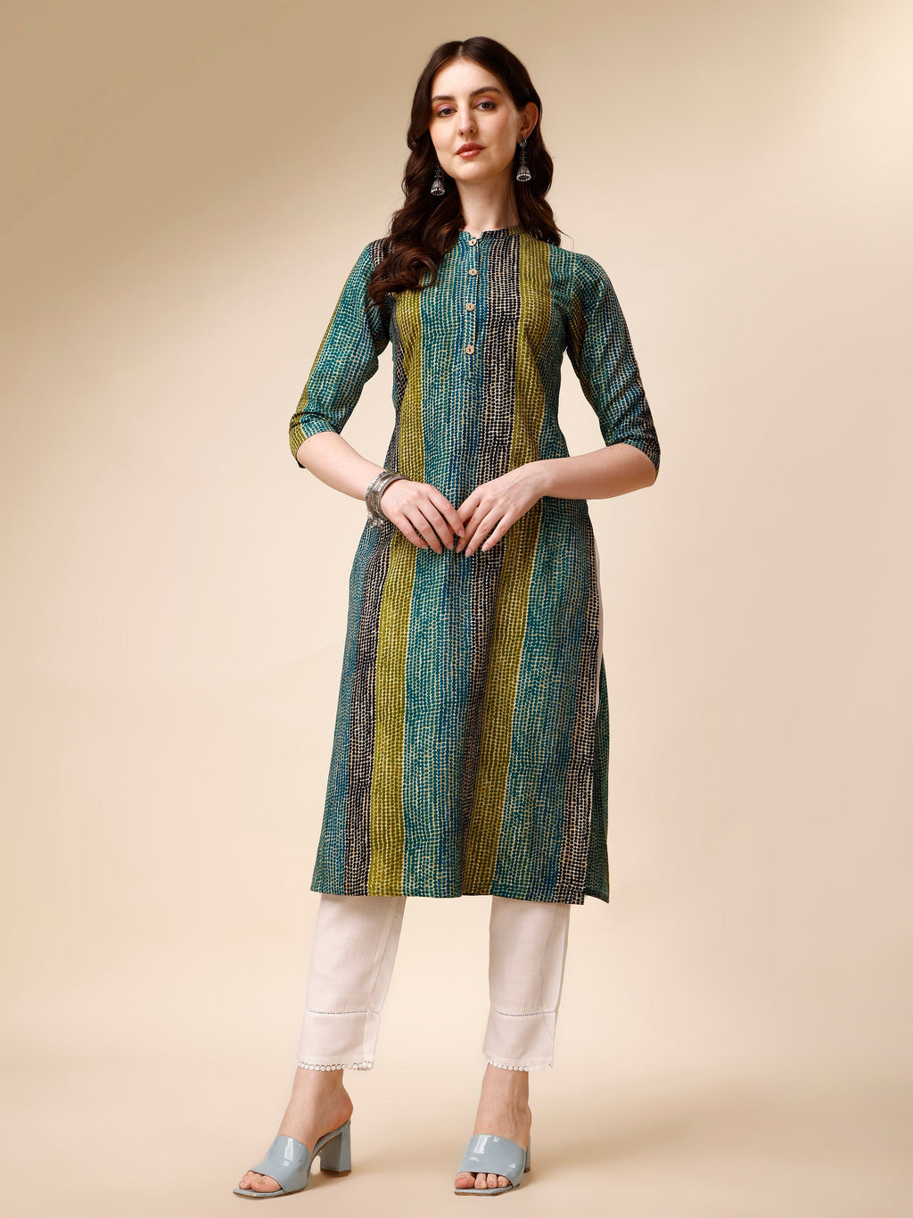 Shibori Printed Front Buttoned Casual Wear Kurta, Multicolor - Hiral Fashion | Grocsy