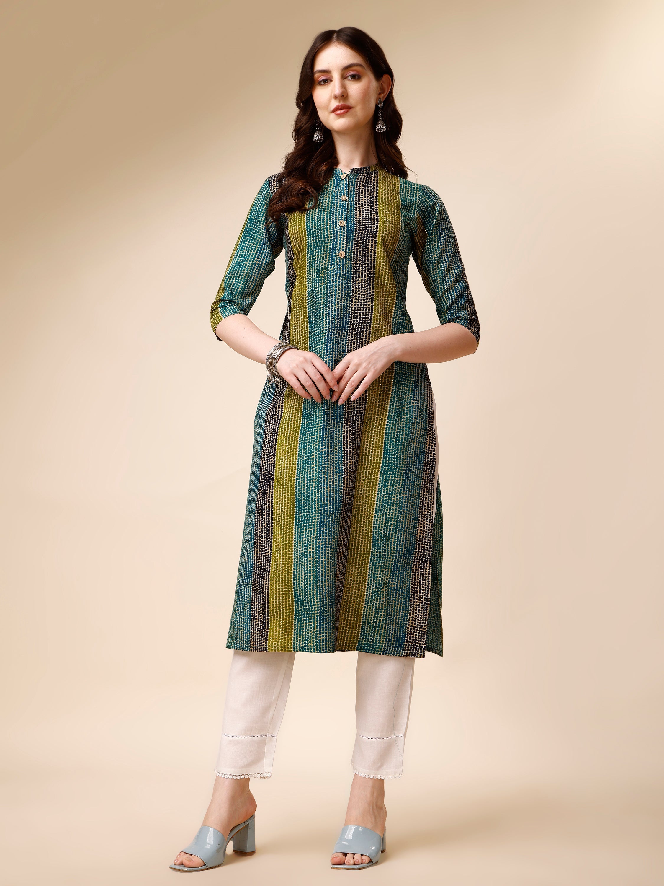 Shibori Printed Front Buttoned Casual Wear Kurta, Multicolor - Hiral Fashion | Grocsy