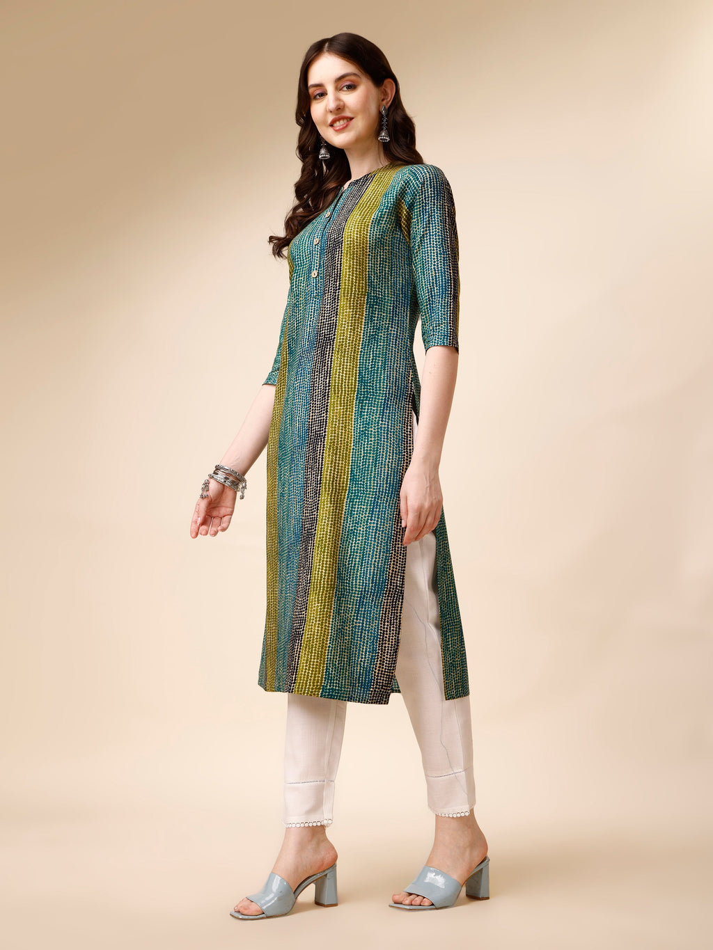 Shibori Printed Front Buttoned Casual Wear Kurta, Multicolor - Hiral Fashion | Grocsy