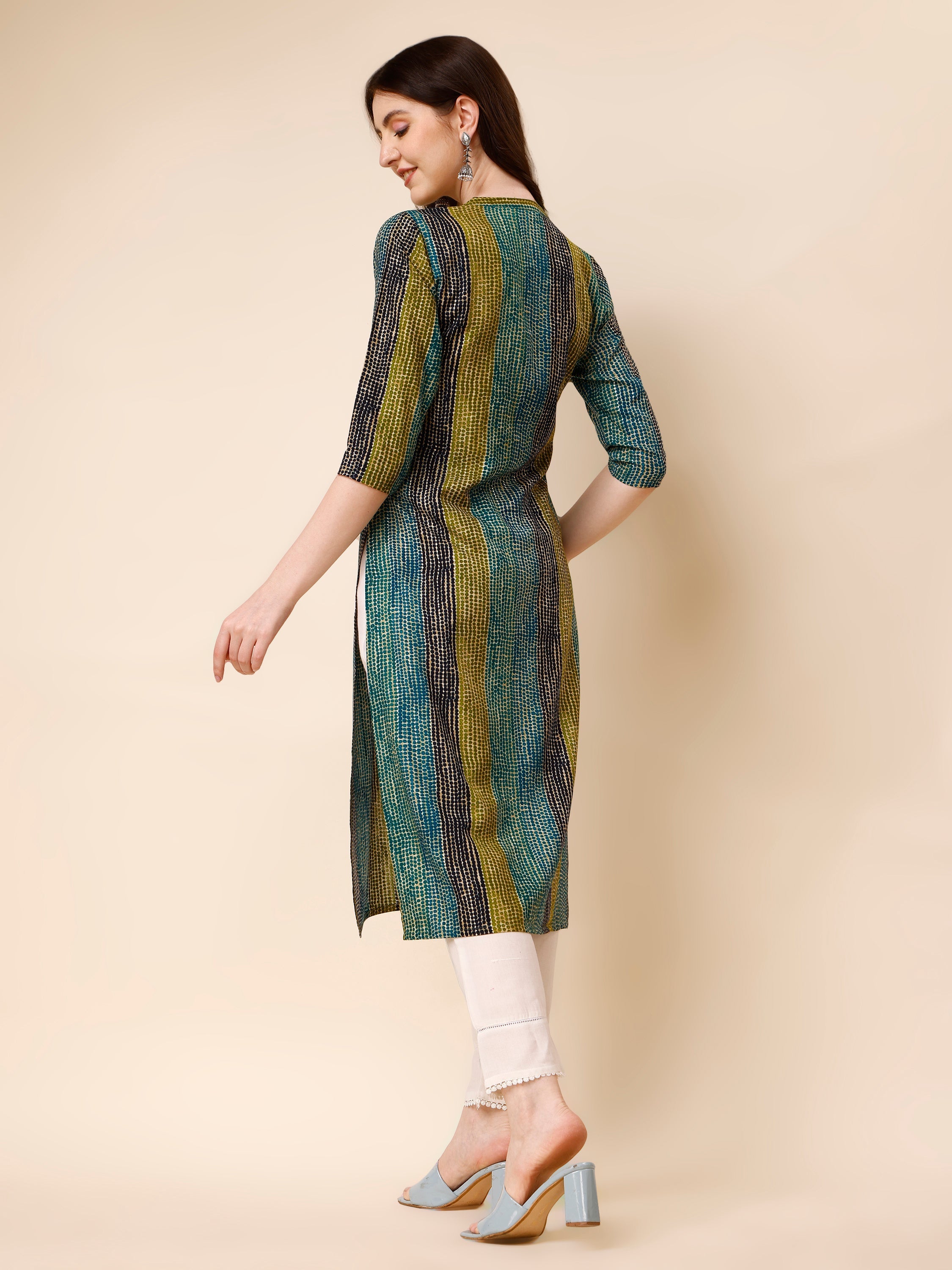 Shibori Printed Front Buttoned Casual Wear Kurta, Multicolor - Hiral Fashion | Grocsy