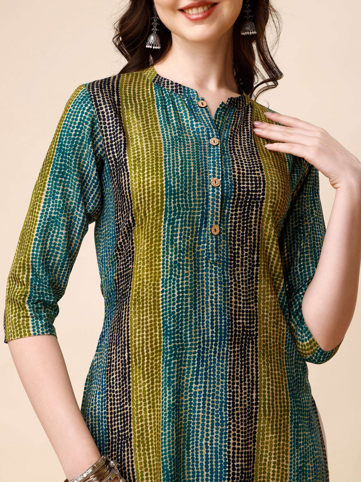 Shibori Printed Front Buttoned Casual Wear Kurta, Multicolor - Hiral Fashion | Grocsy