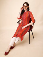 Shibori Printed Front Buttoned Casual Wear Kurta, Multicolor - Hiral Fashion | Grocsy