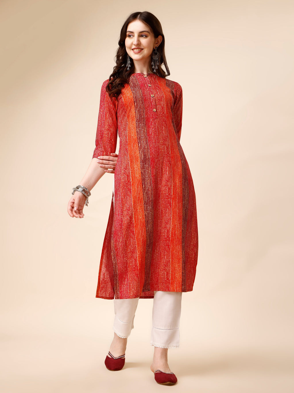 Shibori Printed Front Buttoned Casual Wear Kurta, Multicolor - Hiral Fashion | Grocsy