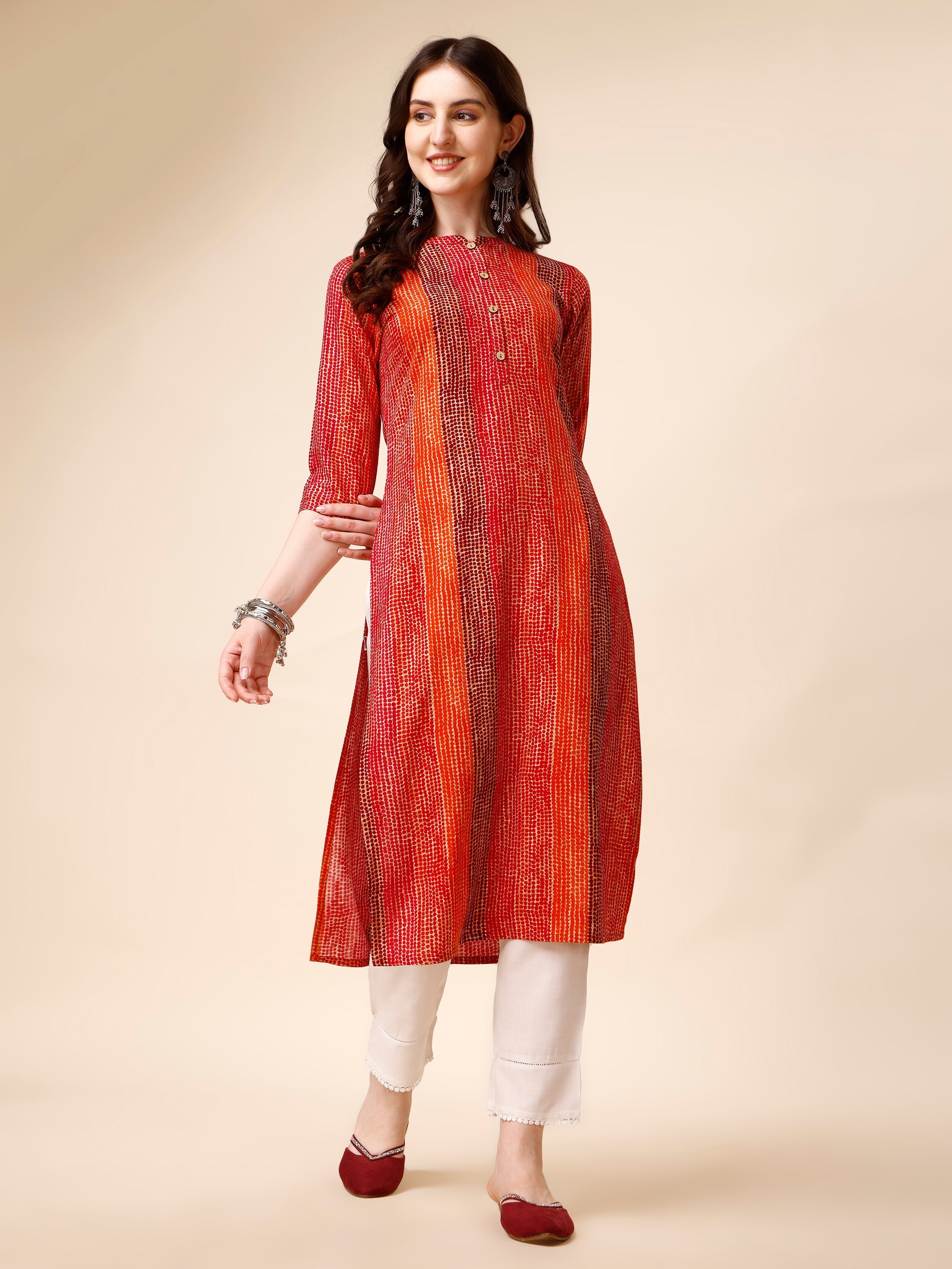 Shibori Printed Front Buttoned Casual Wear Kurta, Multicolor - Hiral Fashion | Grocsy