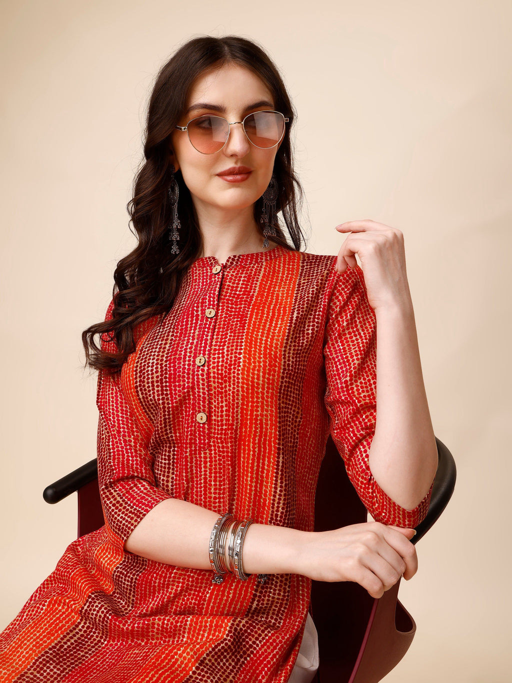 Shibori Printed Front Buttoned Casual Wear Kurta, Multicolor - Hiral Fashion | Grocsy