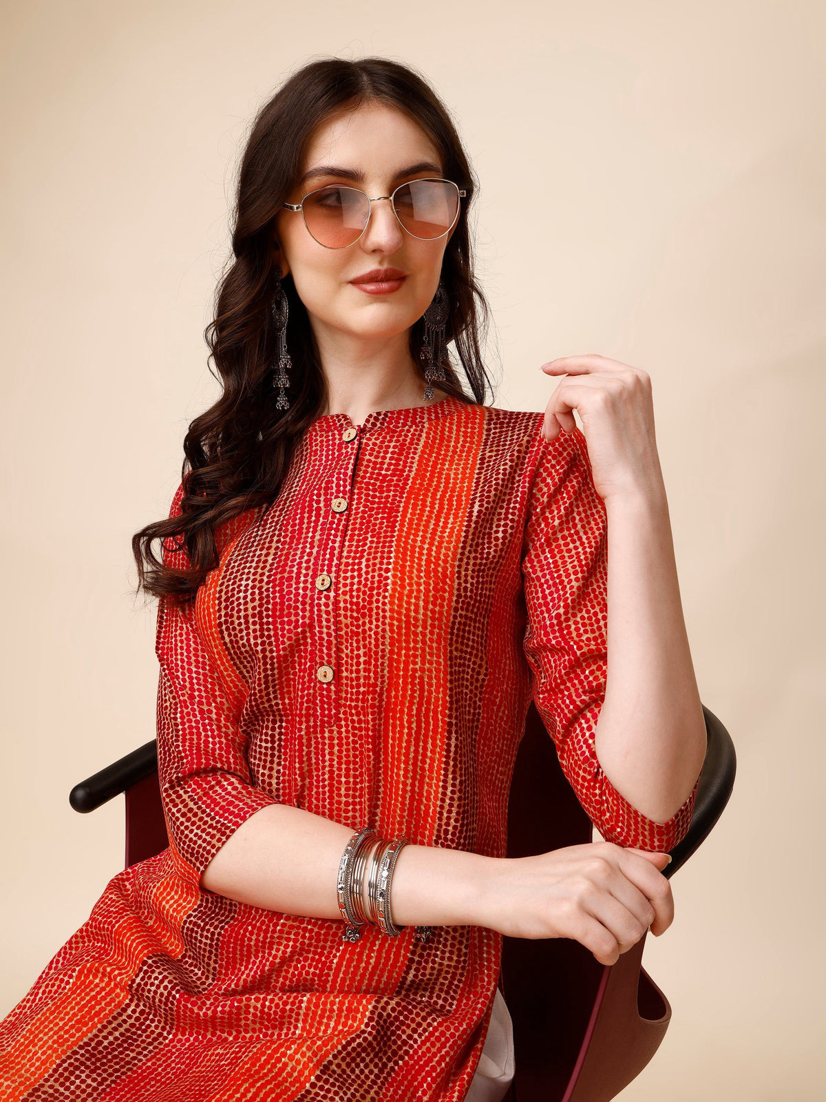 Shibori Printed Front Buttoned Casual Wear Kurta, Multicolor - Hiral Fashion | Grocsy