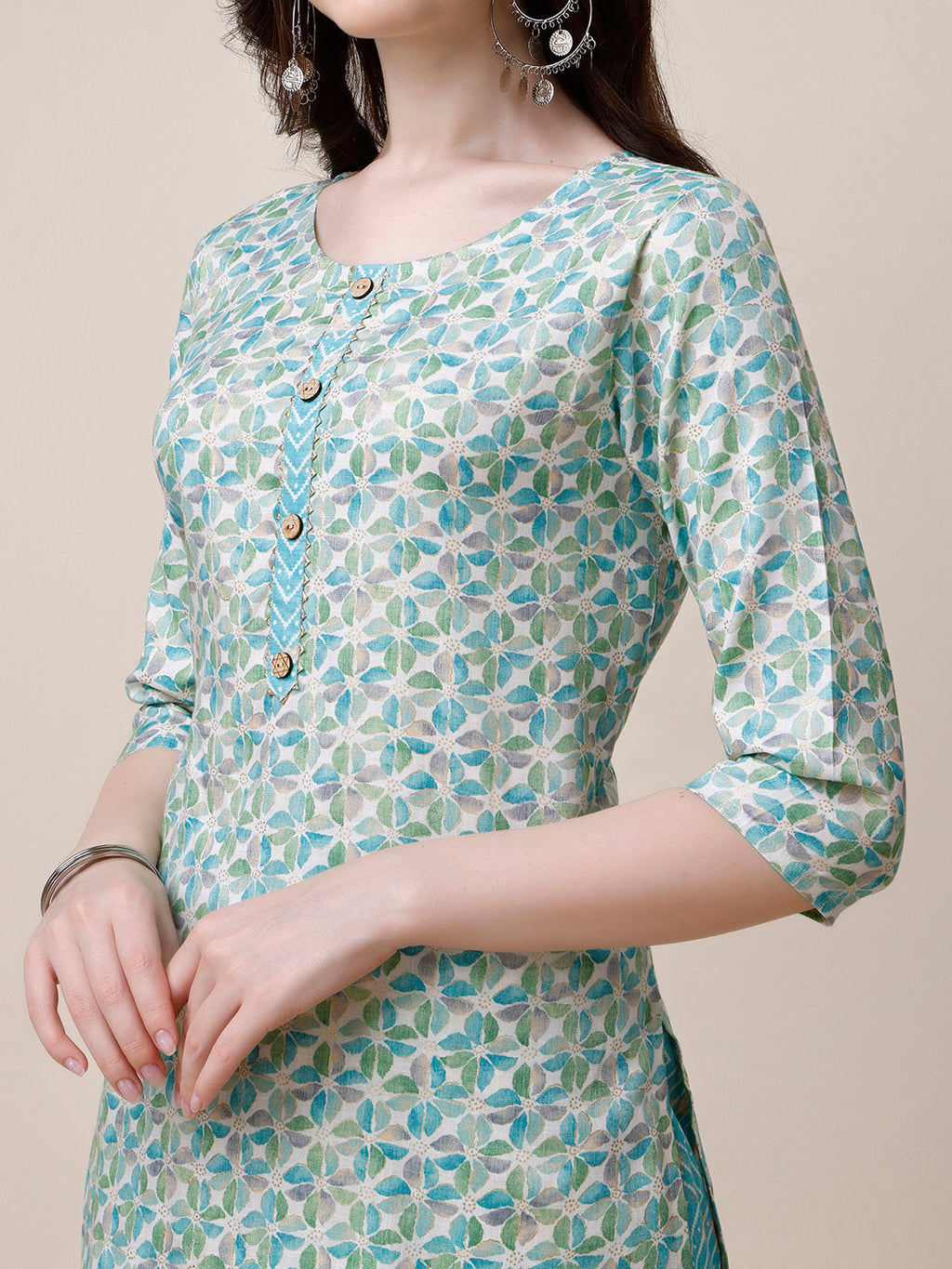 Printed Kurta With Pant And Dupatta Set, Multicolor - Hiral Fashion | Grocsy