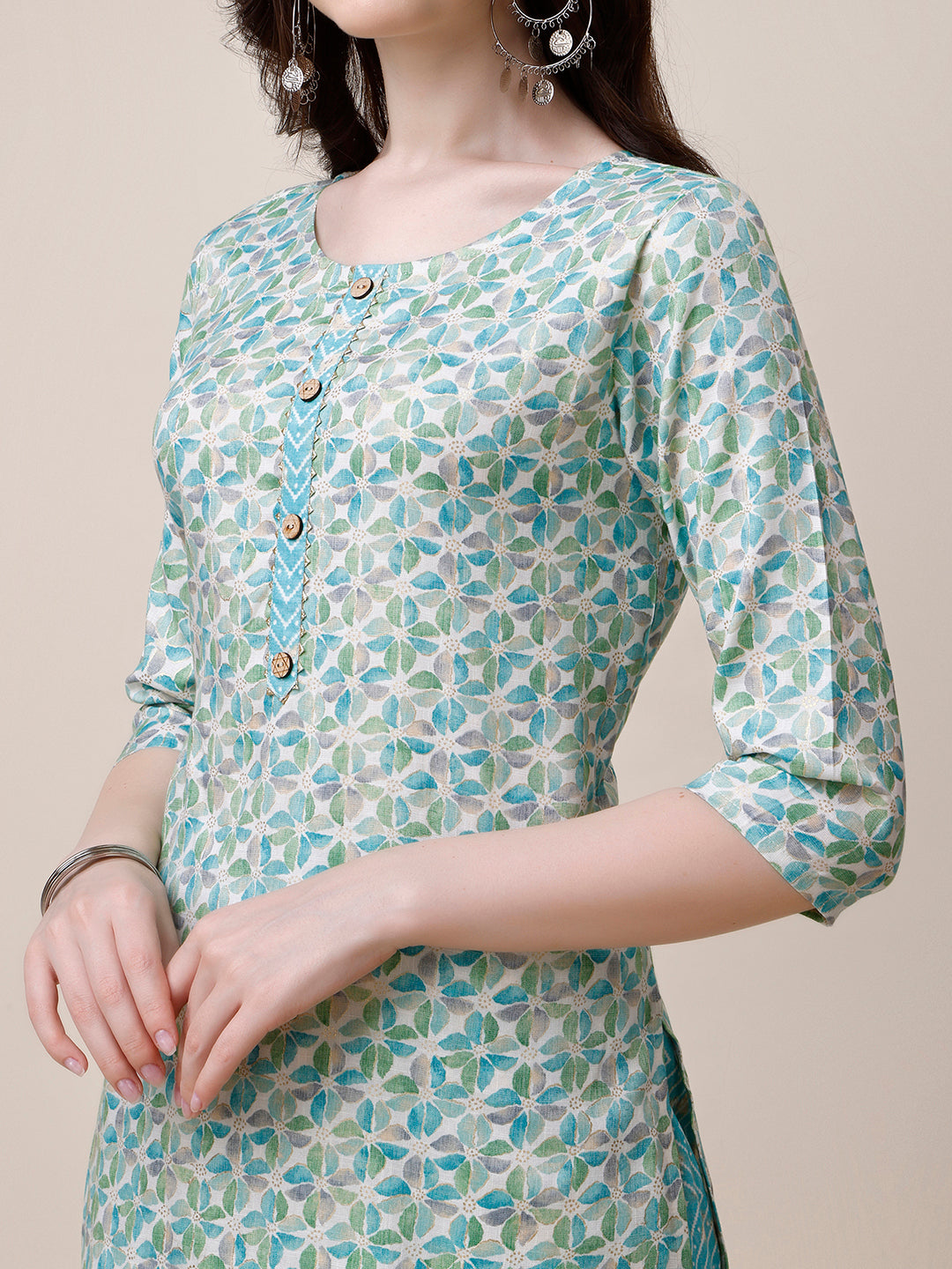 Printed Kurta With Pant And Dupatta Set, Multicolor - Hiral Fashion | Grocsy