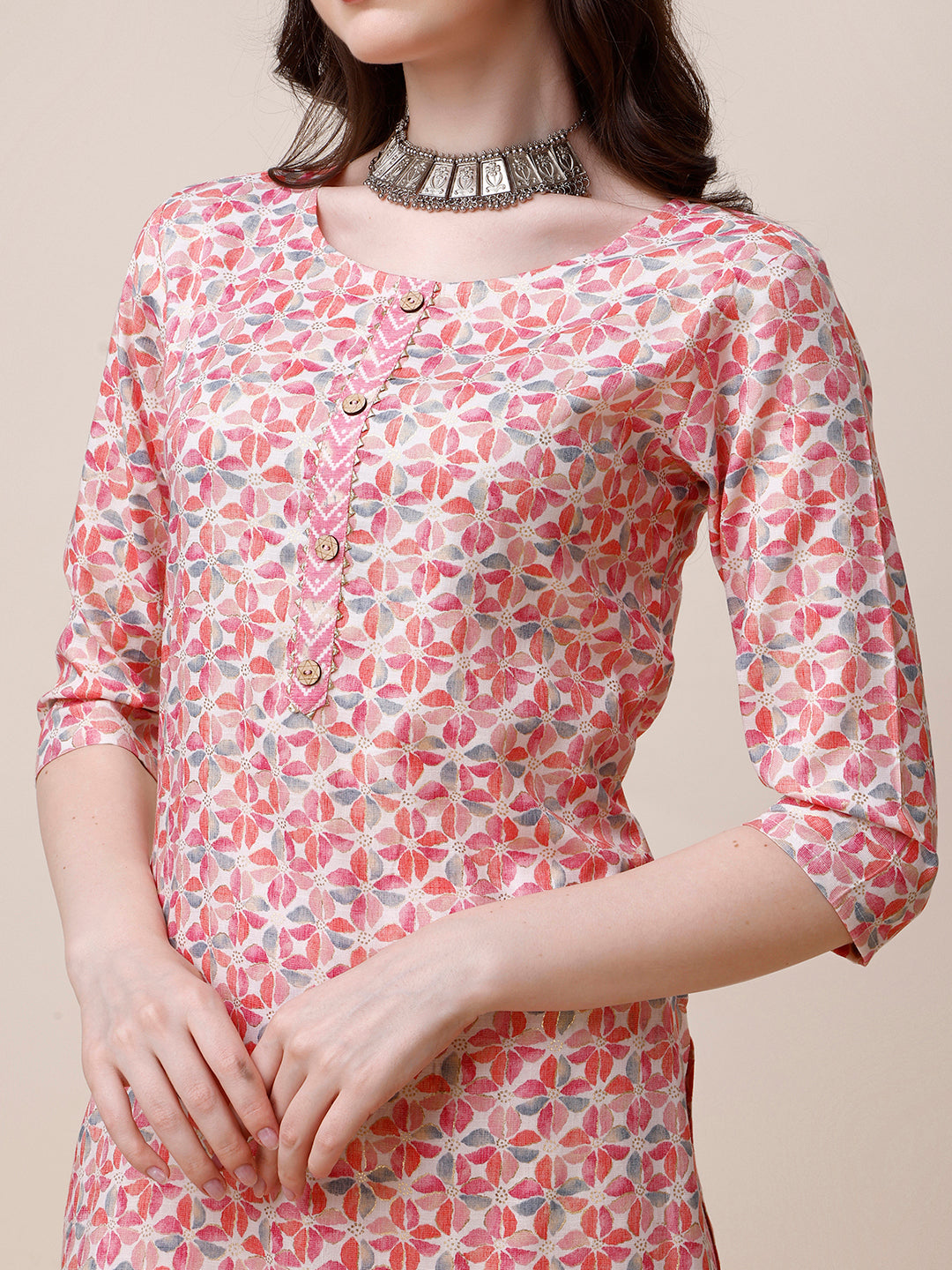 Printed Kurta With Pant And Dupatta Set, Multicolor - Hiral Fashion | Grocsy