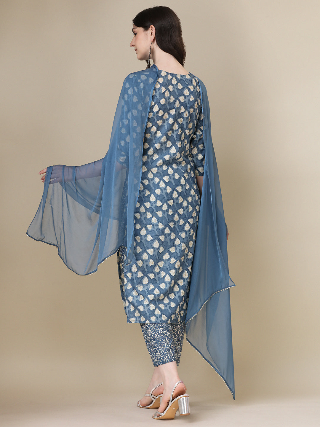 Printed Kurta With Pant & Dupatta Set, Multicolor - Hiral Fashion | Grocsy