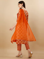 Printed Kurta With Pant And Dupatta Set, Multicolor - Hiral Fashion | Grocsy