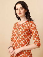 Printed Kurta With Pant And Dupatta Set, Multicolor - Hiral Fashion | Grocsy
