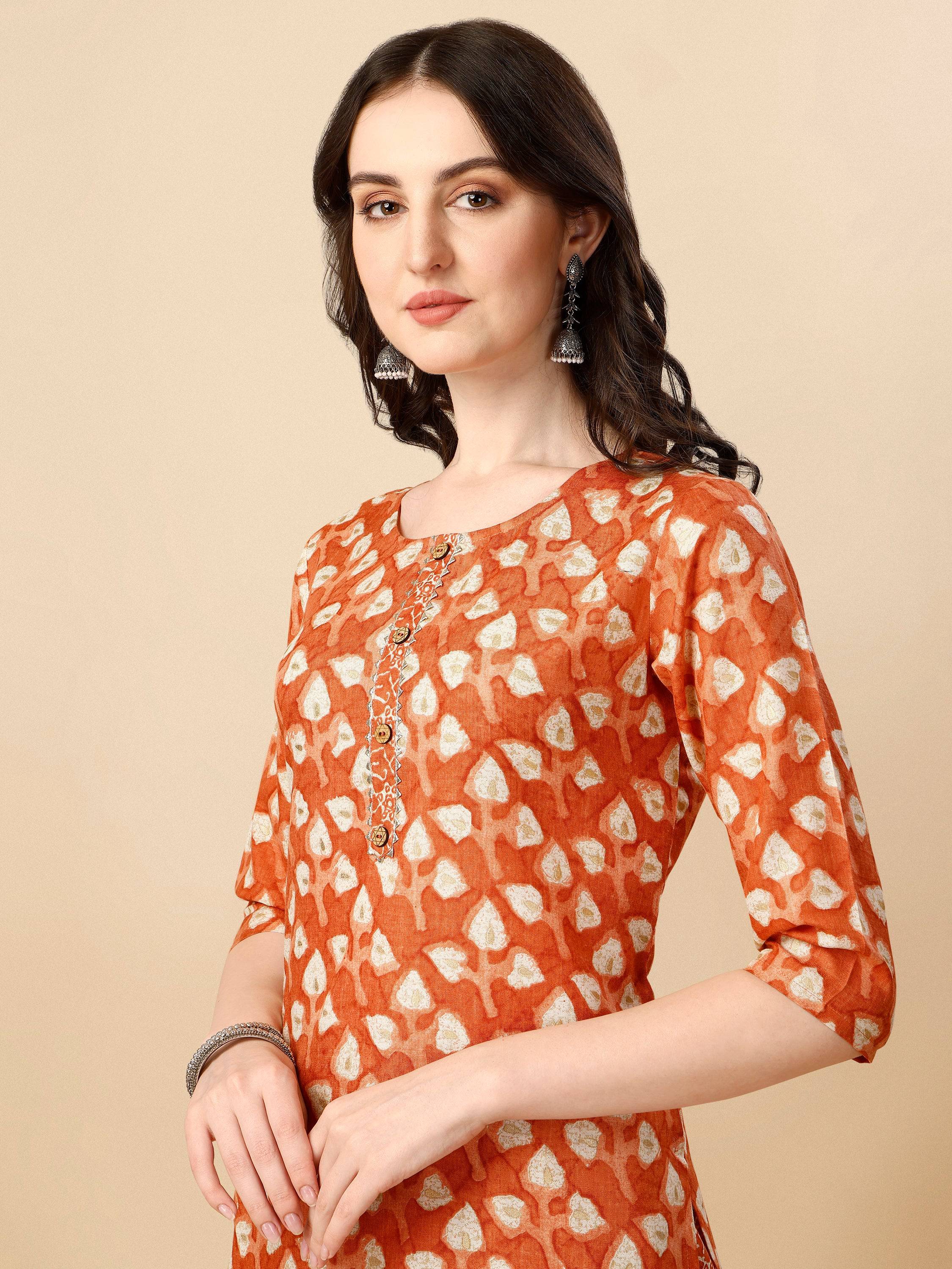Printed Kurta With Pant And Dupatta Set, Multicolor - Hiral Fashion | Grocsy
