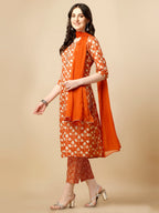 Printed Kurta With Pant And Dupatta Set, Multicolor - Hiral Fashion | Grocsy
