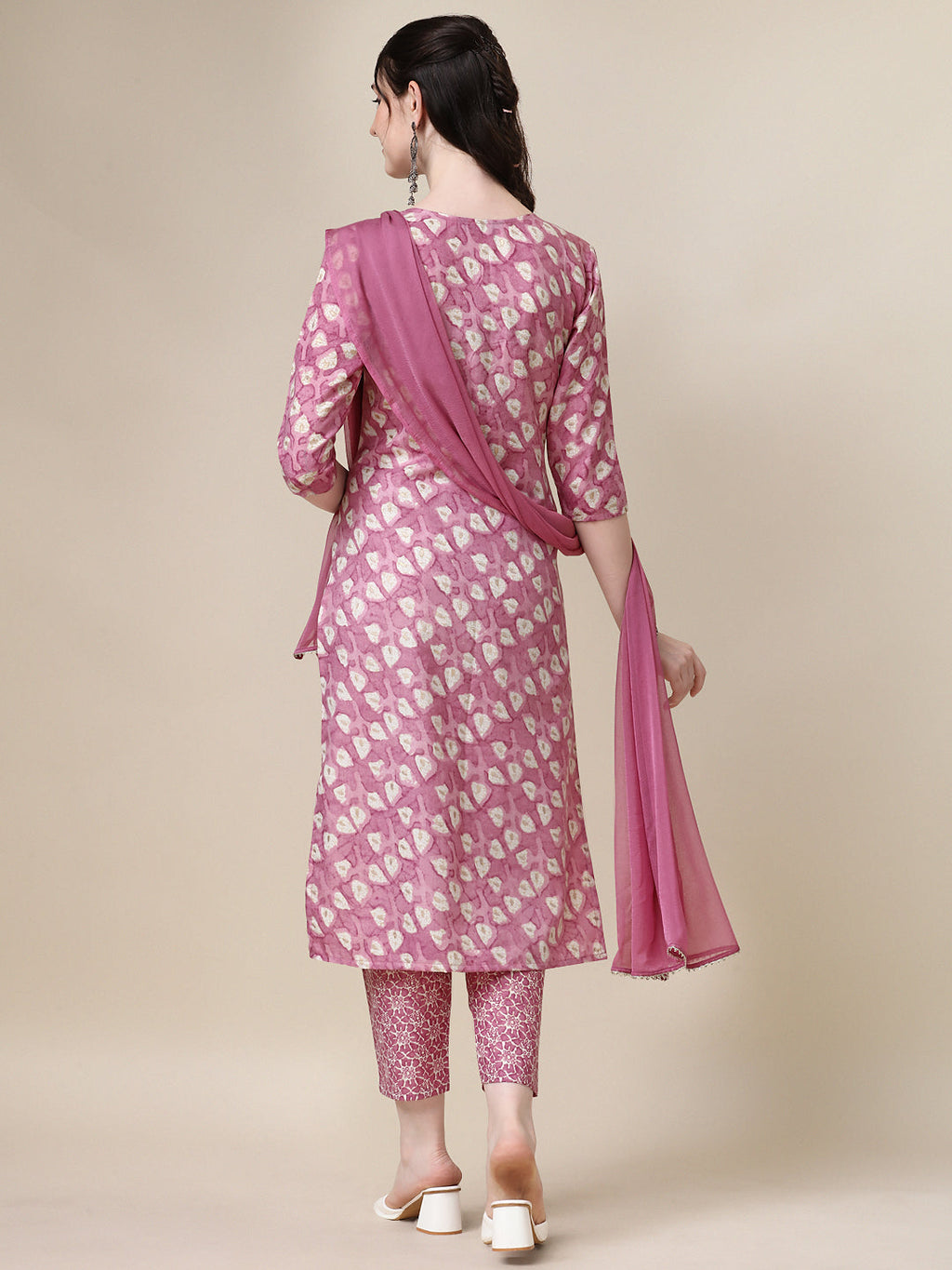 Printed Kurta With Pant And Dupatta Set, Multicolor - Hiral Fashion | Grocsy