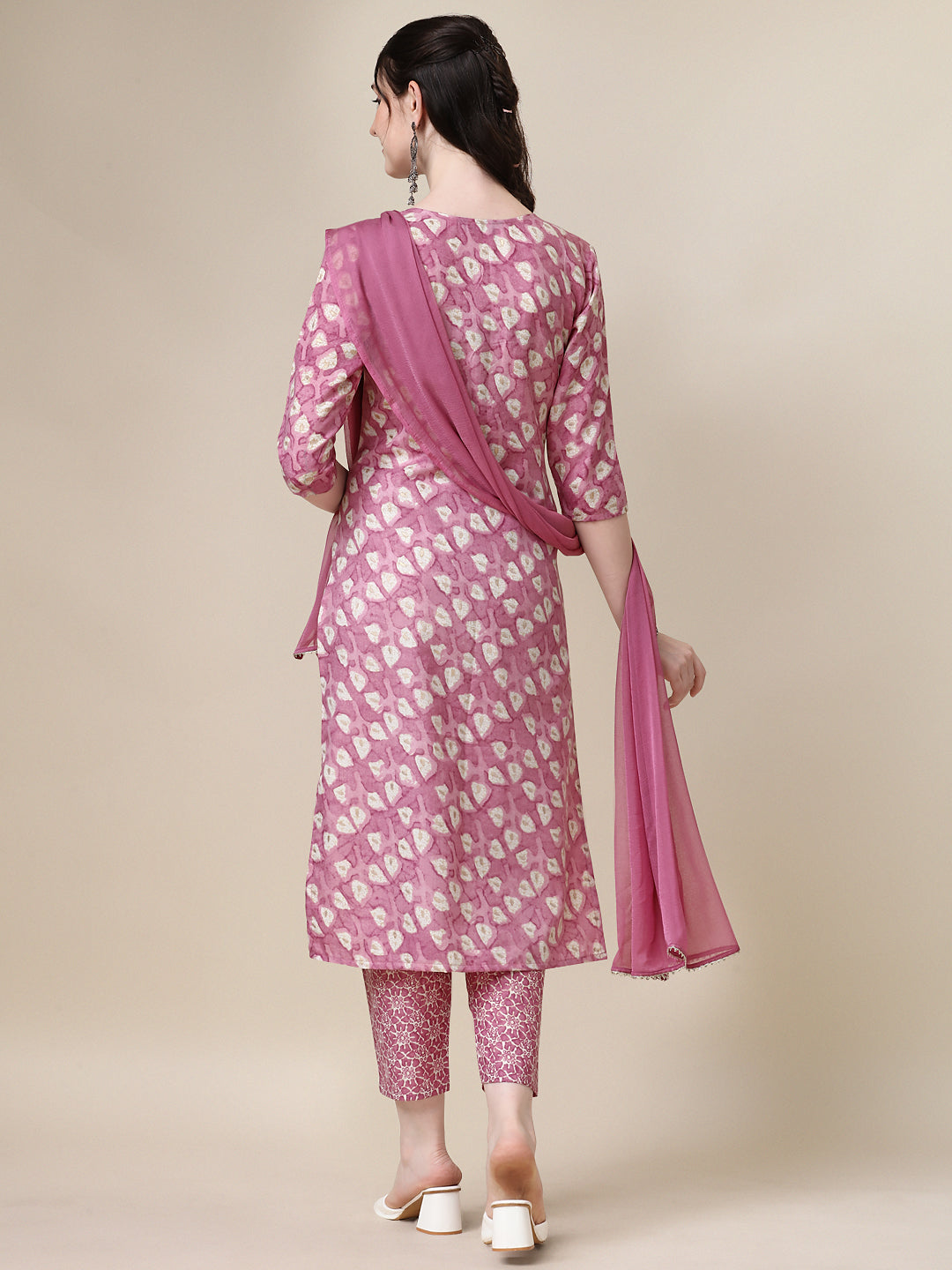 Printed Kurta With Pant And Dupatta Set, Multicolor - Hiral Fashion | Grocsy