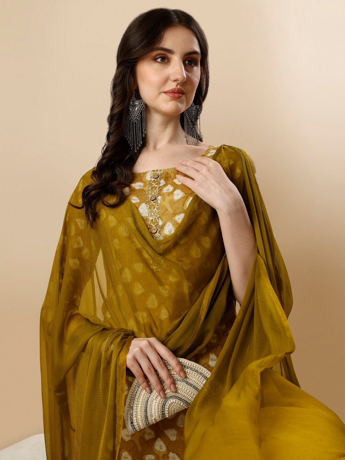 Printed Kurta With Pant & Dupatta Set, Multicolor - Hiral Fashion | Grocsy