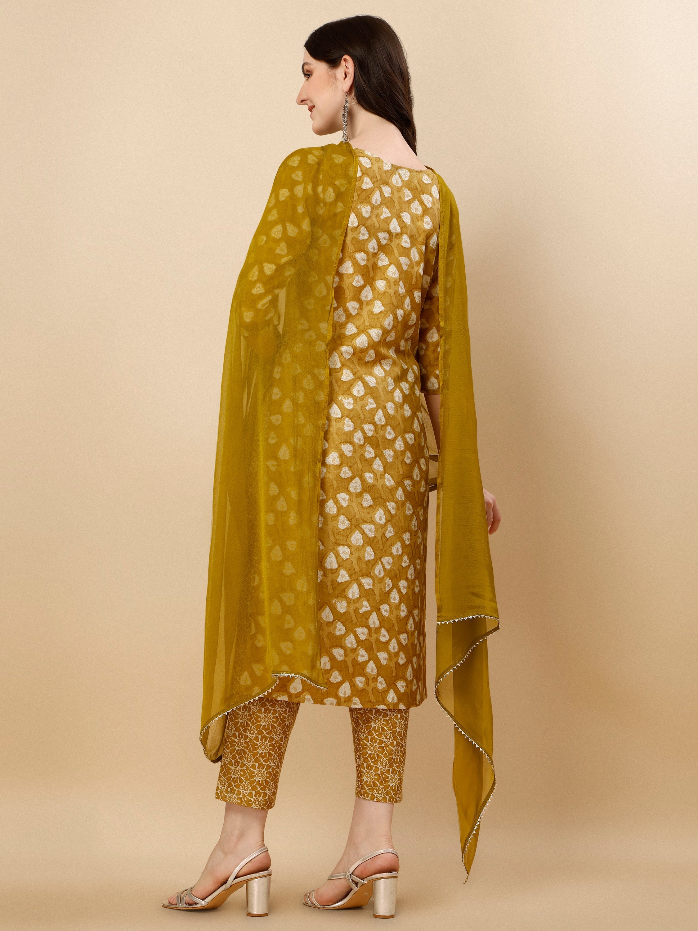 Printed Kurta With Pant & Dupatta Set, Multicolor - Hiral Fashion | Grocsy