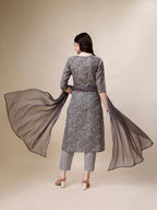 Thread Embroidered Bandhani Printed Kurta With Pant And Dupatta Set, Multicolor - Hiral Fashion | Grocsy