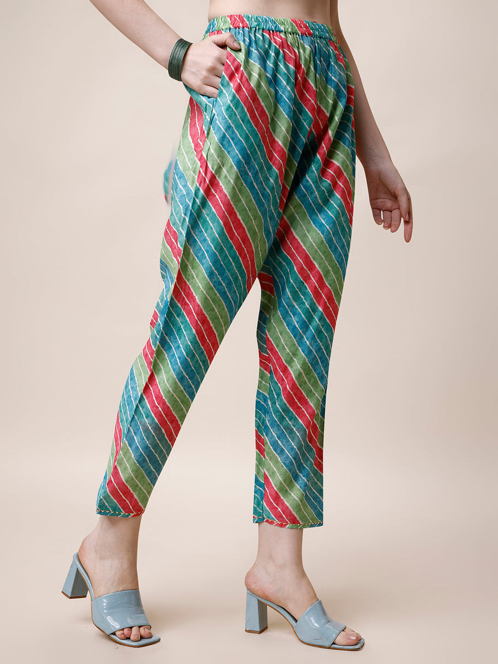 Ethnic Motif Printed & Embroidered Kurta With Pant And Dupatta Set, Multicolor - Hiral Fashion | Grocsy
