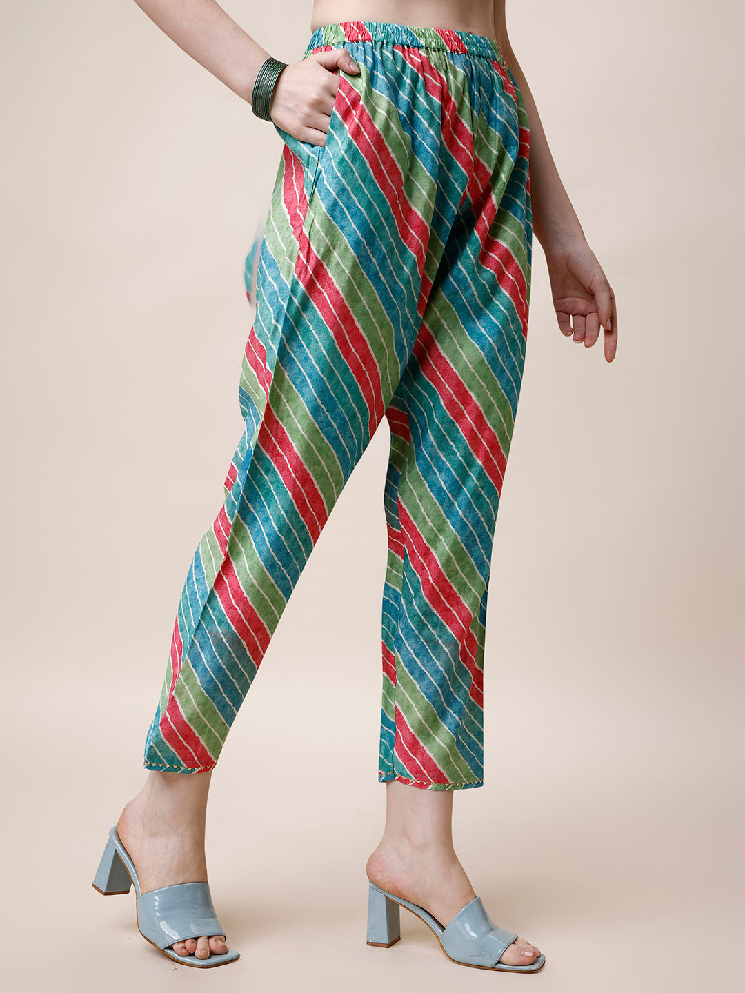 Ethnic Motif Printed & Embroidered Kurta With Pant And Dupatta Set, Multicolor - Hiral Fashion | Grocsy