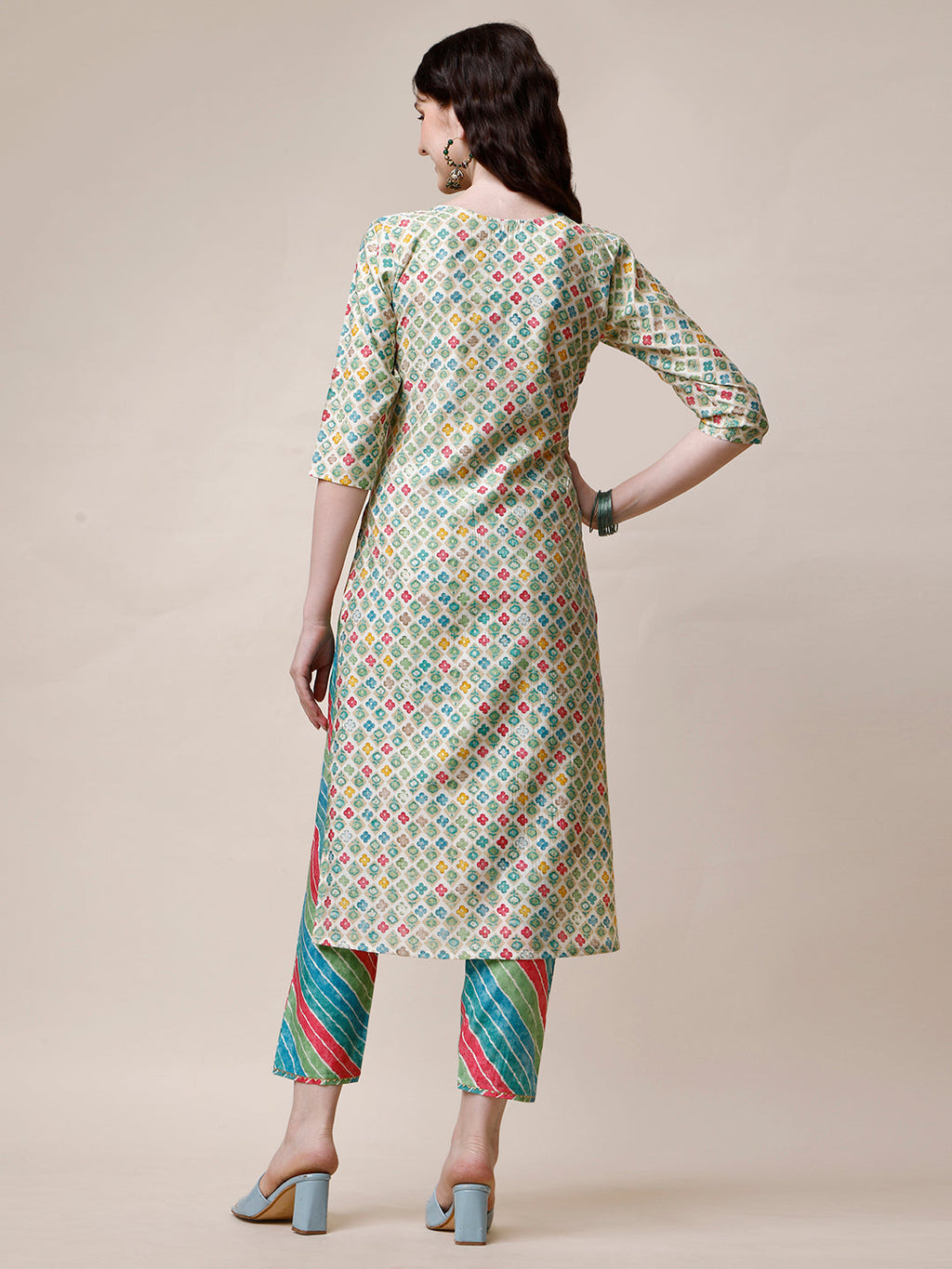 Ethnic Motif Printed & Embroidered Kurta With Pant And Dupatta Set, Multicolor - Hiral Fashion | Grocsy