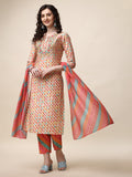 Ethnic Motif Printed & Embroidered Kurta With Pant And Dupatta Set, Multicolor - Hiral Fashion | Grocsy