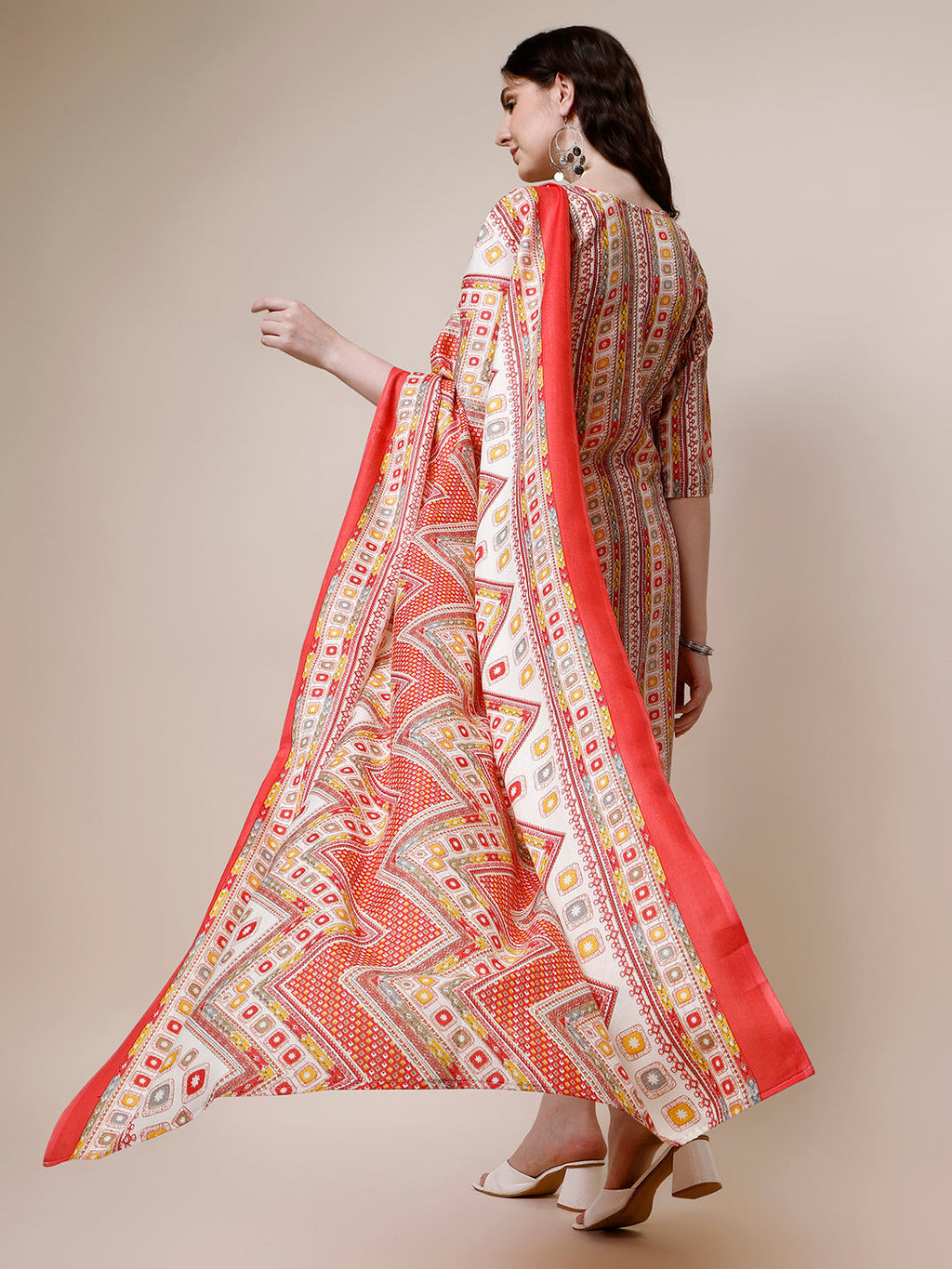Cotton Printed Kurta With Pant And Dupatta Set, Multicolor - Hiral Fashion | Grocsy