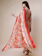 Cotton Printed Kurta With Pant And Dupatta Set, Multicolor - Hiral Fashion | Grocsy